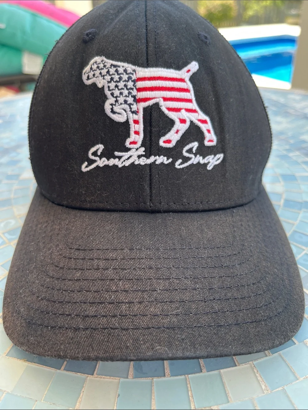 Southern Snap Patriotic Dog‎ Richardson 112 Mesh Snapback Trucker Hat USA Flag